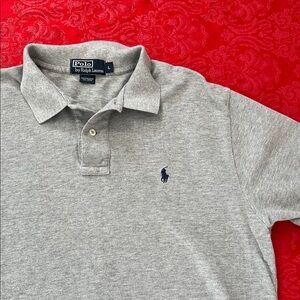Ralph Lauren Polo Shirt Men L Gray Classic Fit Pony Logo Cotton